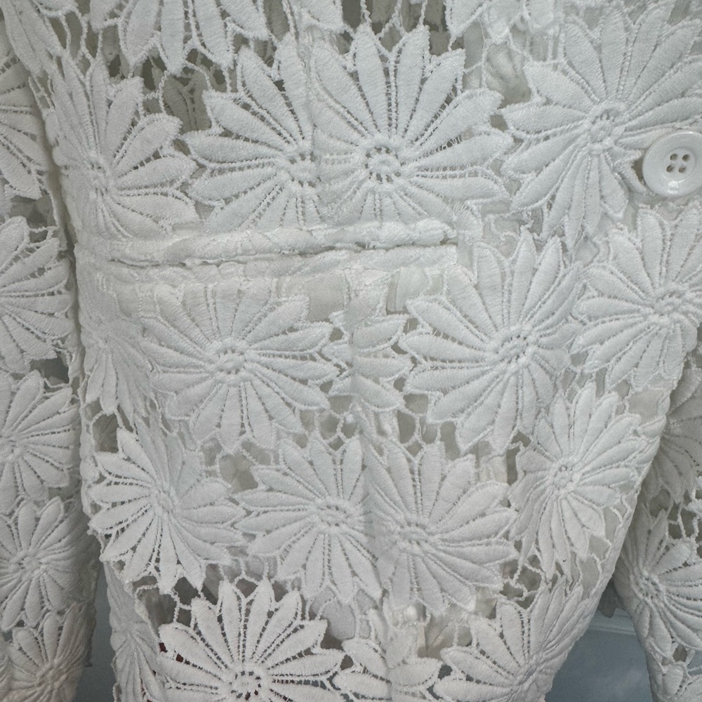 berek White Daisy Lace Blazer Floral Textured Button Front Large - Picture 6 of 13